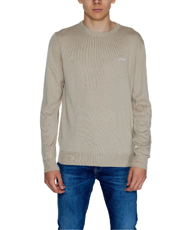 Trendy Items Guess  Mens Basic Crew Neck Long Sleeve Sweater Sand
