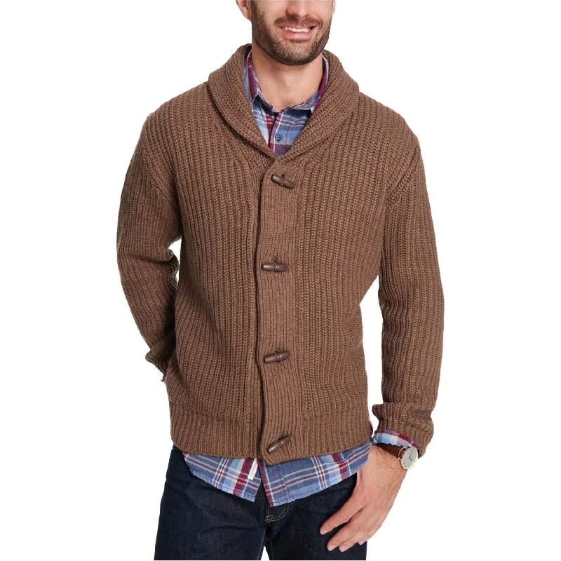 Weatherproof Mens Toggles Cardigan Sweater, Brown, X-Large