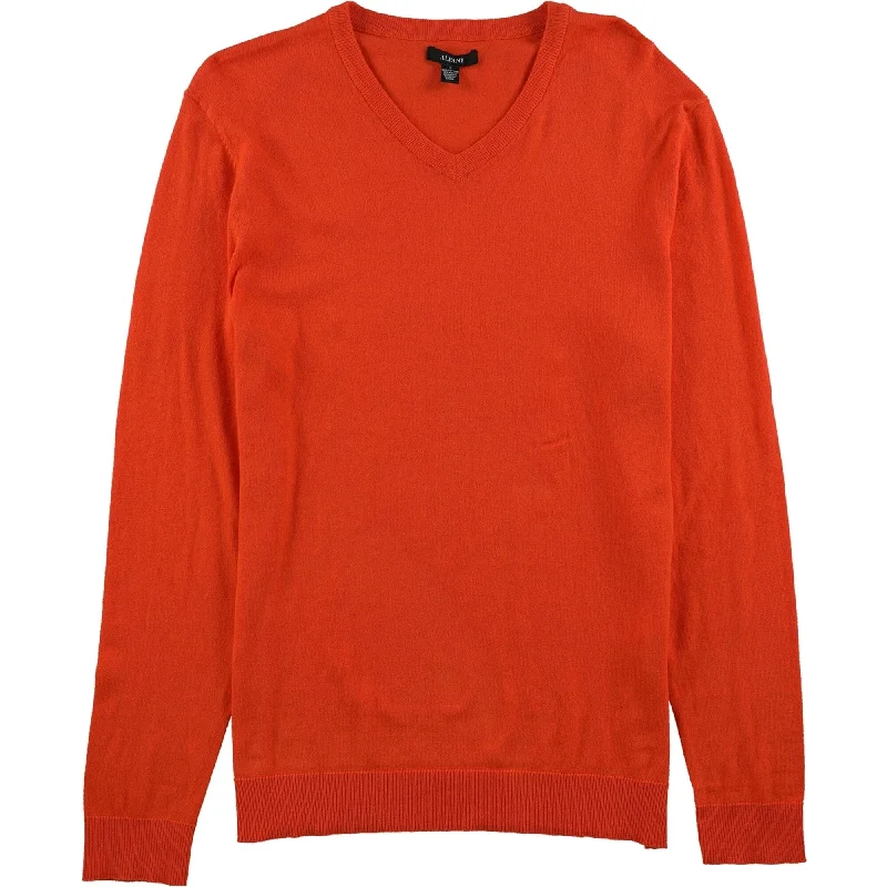 Alfani Mens V-Neck Pullover Sweater, Orange, Small