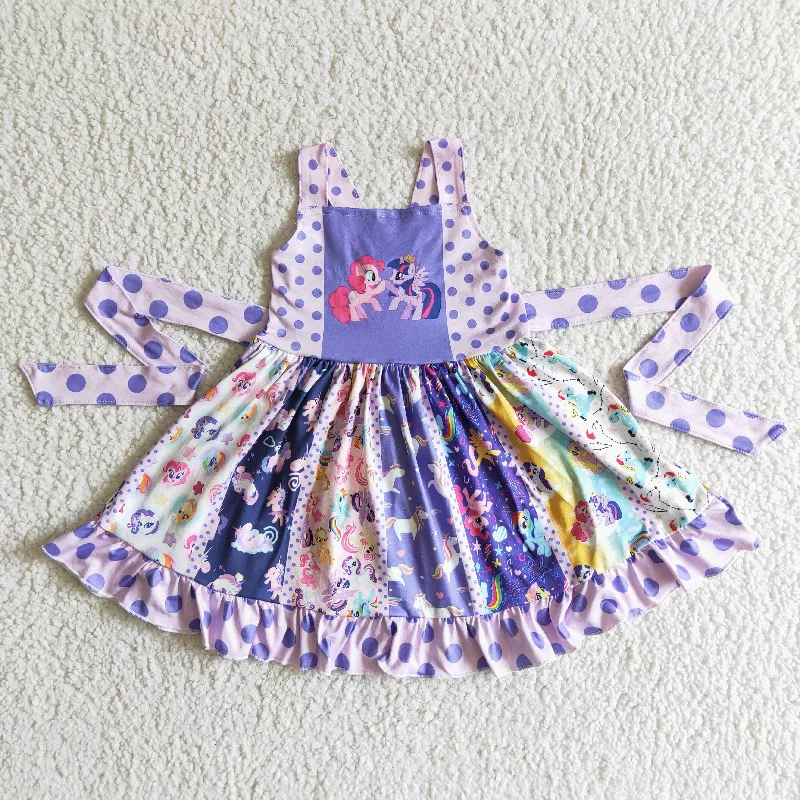 High Street Style Clearance A17-4 Purple Cartoon Dots Girls Belt Patchwork Sleeveless Dresses High Street Style Clearance A17-4 Purple Cartoon Dots Girls Belt Patchwork Sleeveless Dresses