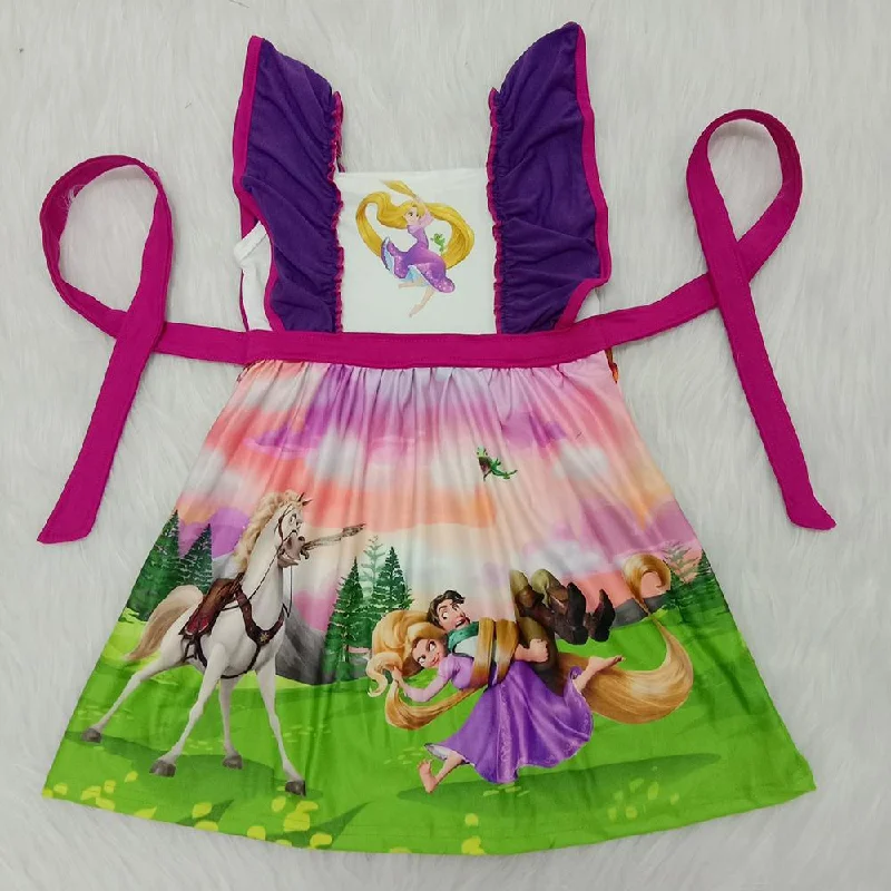 Effortless Outfits Clearance E5-28 Pink Purple Princess Belt Girl Short SLeeve Dresses Effortless Outfits Clearance E5-28 Pink Purple Princess Belt Girl Short SLeeve Dresses