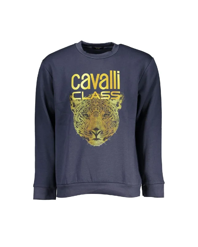 Cavalli Class  Men's Leopard Print Sweatshirt Blue