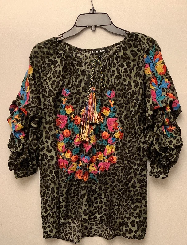 Fashion Touch Top Short Sleeve By Clothes Mentor In Animal Print, Size: 1x
