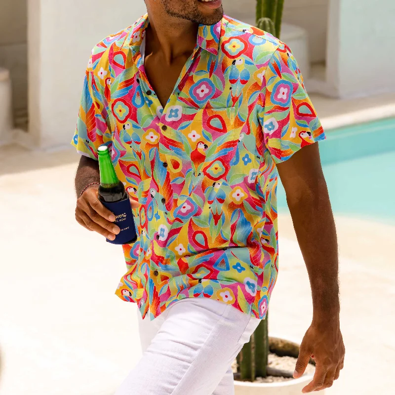 Slightly Flared Design The Parrots of the Caribbean - Short Sleeve Shirt
