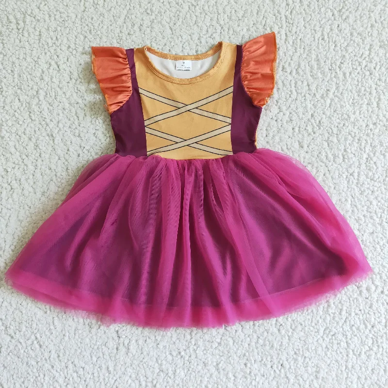 Casual Fit Wear GSD0127 Red Orange Tulle Tutu Girls Short Sleeve Dresses