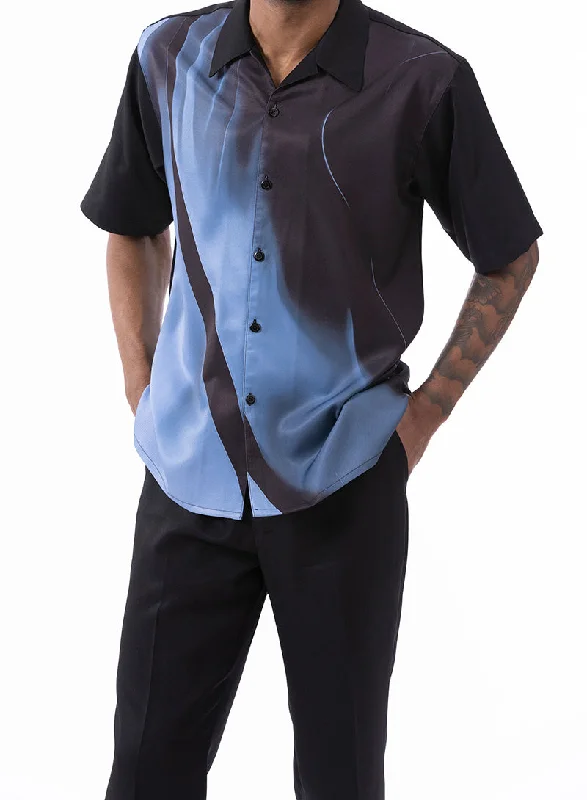 Free Design Carolina Blue Art Design Walking Suit 2 Piece Short Sleeve Set