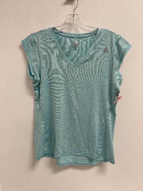 Elegant Comfort Athletic Top Short Sleeve By Reebok In Blue, Size: L