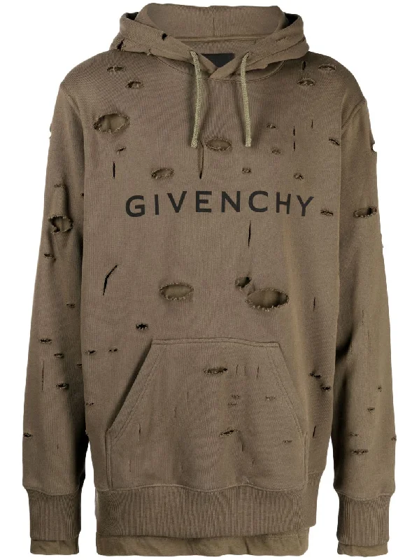 Logo-Print Distressed-Effect Hoodie