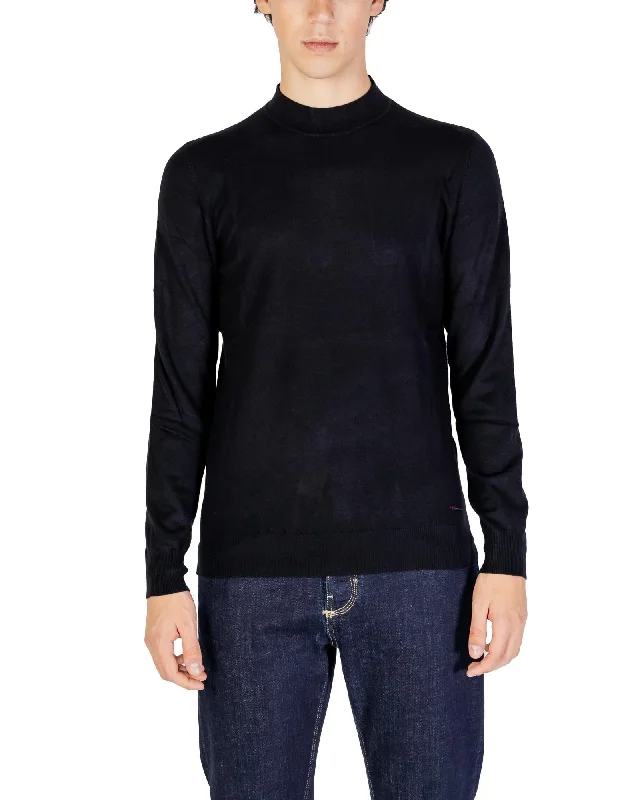Bottom And Versatile Gianni Lupo  Men's High Neck Merino Wool Sweater - Black