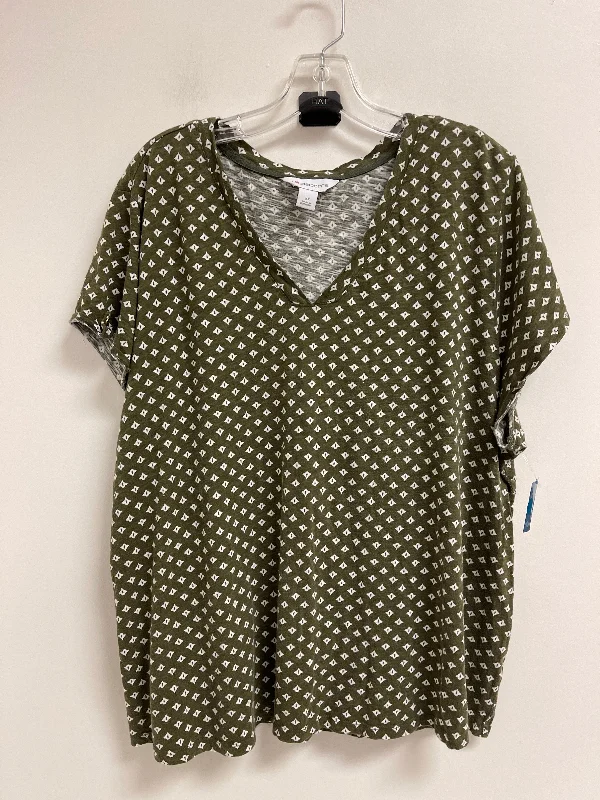 Celebrity Style Top Short Sleeve By Liz Claiborne In Green, Size: 2x