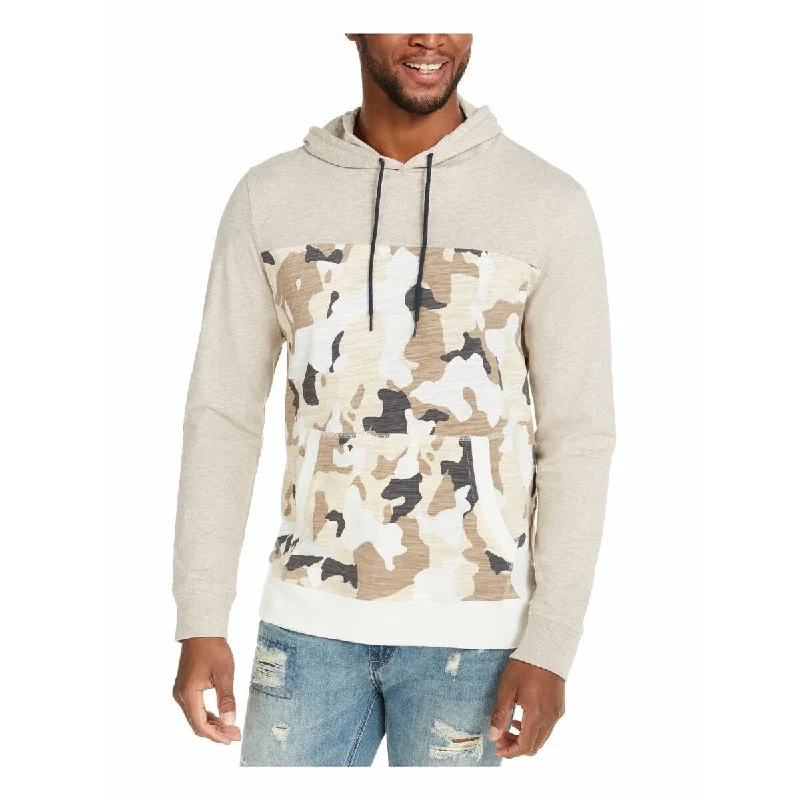 All-Day Outfits Sun + Stone Men's Camo Blocked Hoodie Beige khaki Size Small