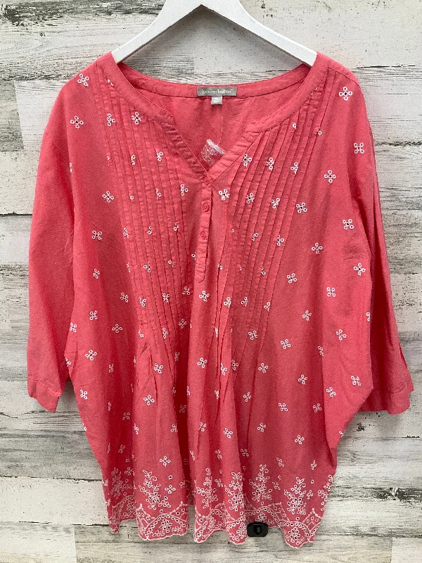 Fashion Must-have Top Short Sleeve By Woman Within In Pink, Size: 3x