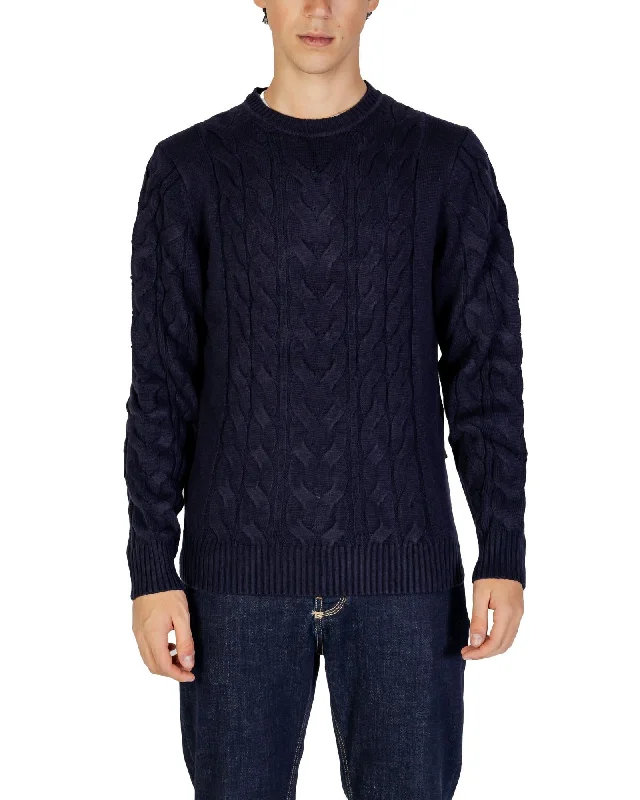 Sports And Leisure Hamaki-ho Hamakiho Mens Cable Knit Sweater Navy