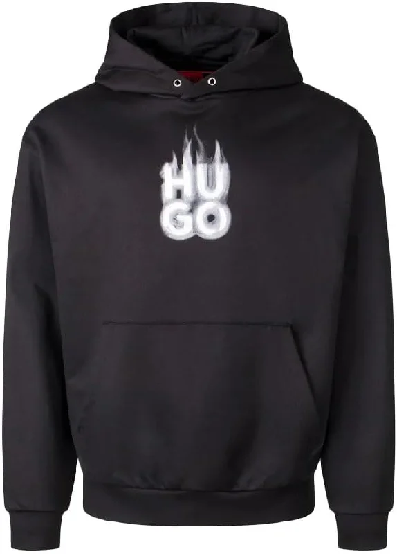 Easy Comfort Style Hugo Men's Defnia Center Logo Sweatshirt, Black