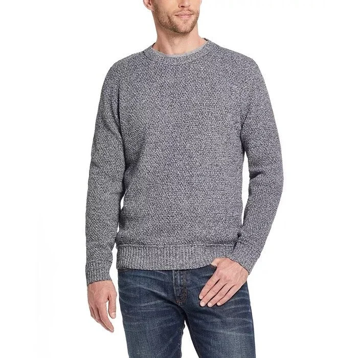 All-Day Style Weatherproof Vintage Men's Solid Mesh Stitch Sweater Blue Size Large