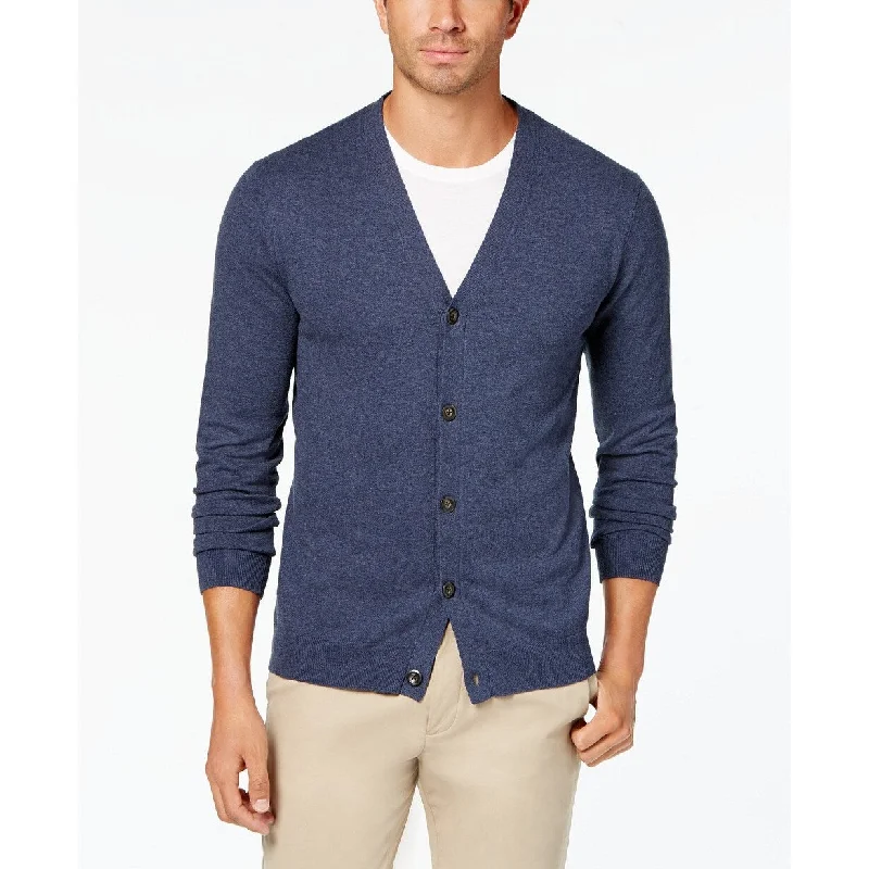 End Of The Year Club Room Men's Knit V-Neck Cardigan, Dark Blue Size Small