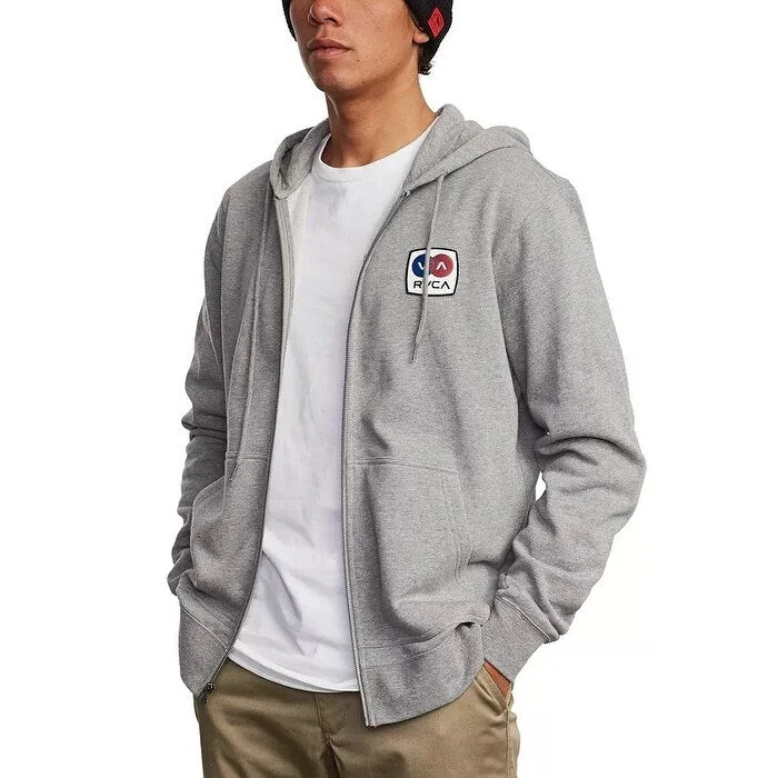 Fashionable Items RVCA Men's Branded Zip Hooded Sweater Grey Size Large