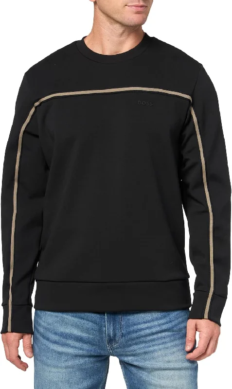 Weekend Comfort Wear Hugo Boss Men's Salbo 1 Crewneck Sweater, Black Shadow