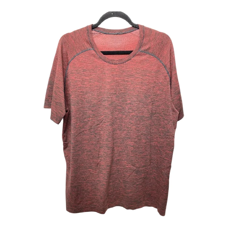 Simple Design Athletic Top Short Sleeve By Lululemon In Black & Red, Size: Xl