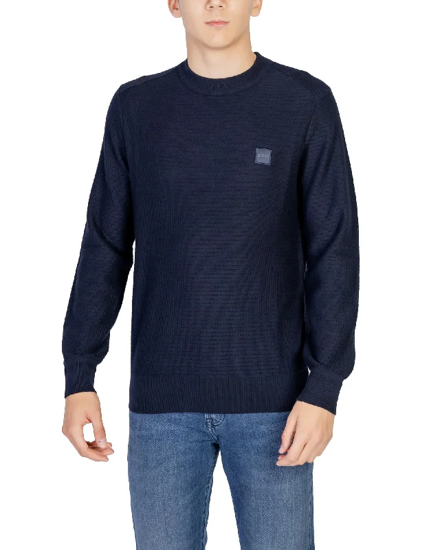 Sports And Leisure Boss Hugo  Mens Dark Blue Knitwear Sweater
