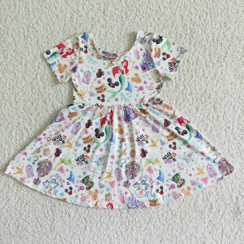 Celebrity Style GSD0050 Purple Castle Cartoon Girls Short Sleeve Dresses