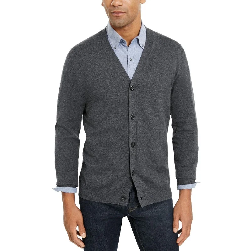 Street Charm Club Room Men's Knit V-Neck Cardigan Dark Gray Size Medium