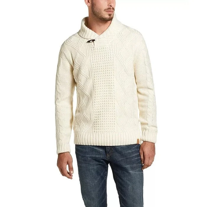 Summer Selection Weatherproof Vintage Men's Fisherman Toggle Shawl Neck Sweater Med Beige Size Large Summer Selection Weatherproof Vintage Men's Fisherman Toggle Shawl Neck Sweater Med Beige Size Large