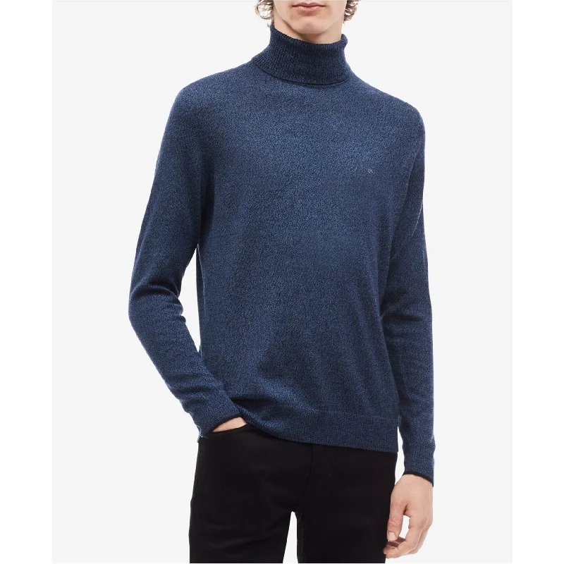 Calvin Klein Mens Solid Pullover Sweater, Blue, X-Small