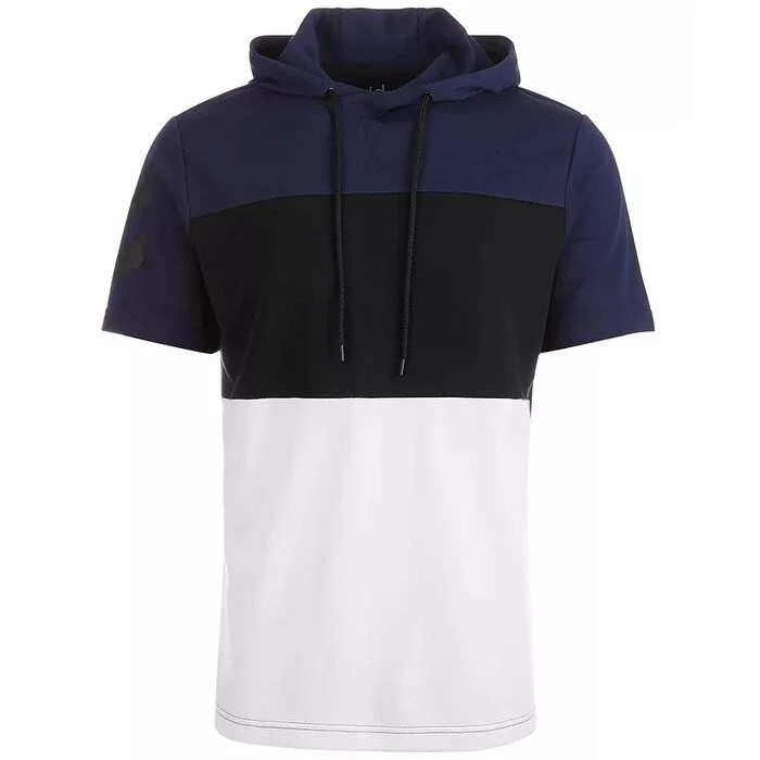 Comfy Layers Ideology Men's Colorblocked Short Sleeve Hoodie Blue Size X-Large