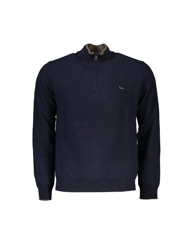 Harmont & Blaine Half-Zip Sweater with Contrast Embroidery & Logo Detail