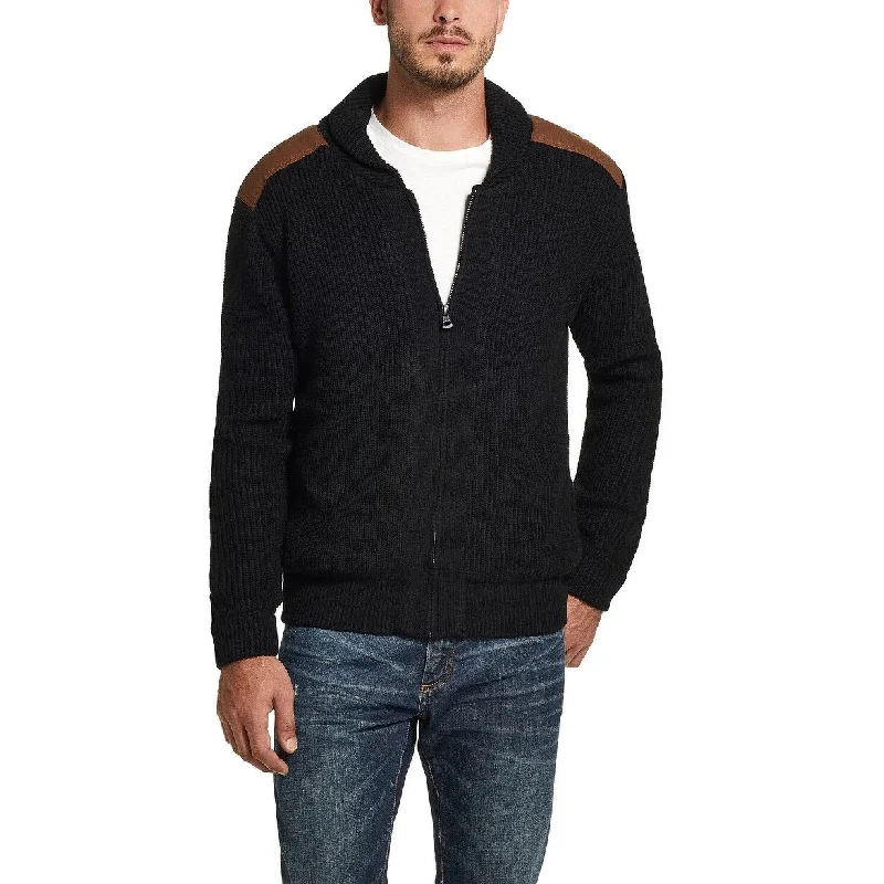 Casual Comfort Wear Weatherproof Vintage Men's Full-Zip Swacket With Suede Patches Black Size 3 Extra Large Casual Comfort Wear Weatherproof Vintage Men's Full-Zip Swacket With Suede Patches Black Size 3 Extra Large