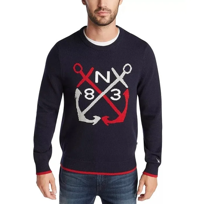 Exquisite Details Nautica Men's Blue Sail Classic-Fit Anchor Graphic Sweater Dark Blue Size Large Exquisite Details Nautica Men's Blue Sail Classic-Fit Anchor Graphic Sweater Dark Blue Size Large