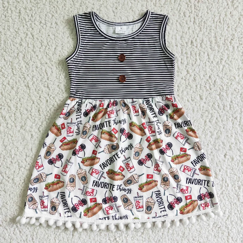 Stylish Fit GSD0110 Chicken Favorite Coffee Hamburger Cartoon Girls Sleeveless Dresses Stylish Fit GSD0110 Chicken Favorite Coffee Hamburger Cartoon Girls Sleeveless Dresses