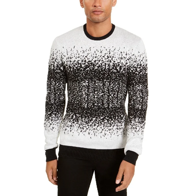 Elegant Tailoring Alfani Men's Ombre Rib Crewneck Sweater White Size 2 Extra Large