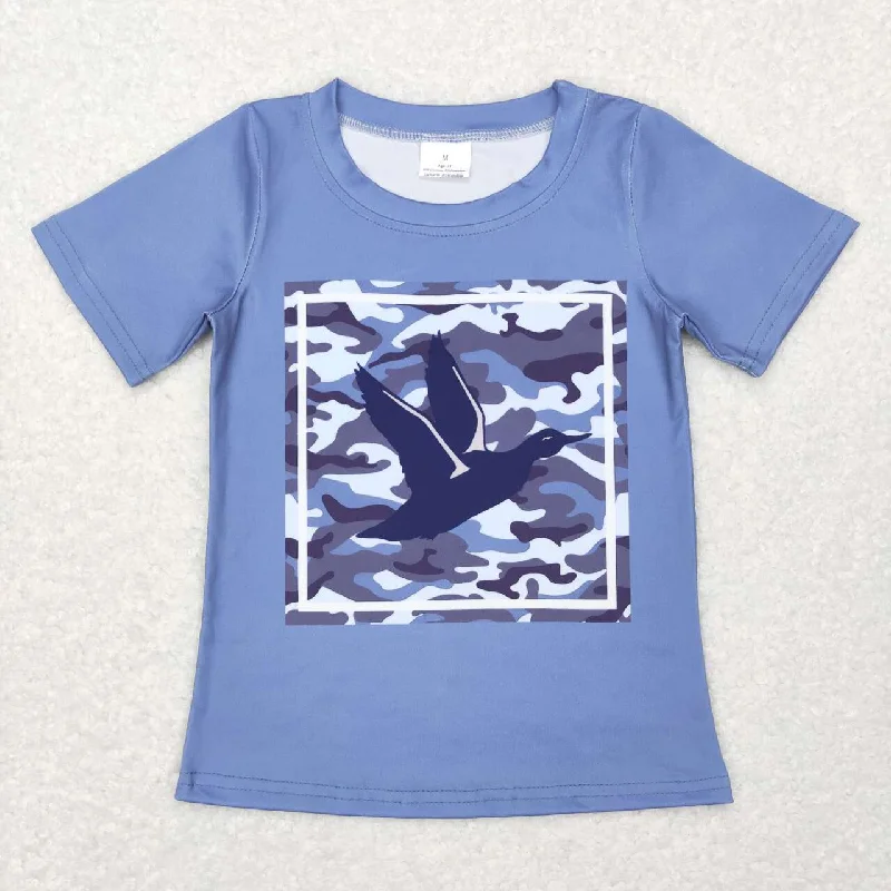 BT0438  blue bird duck  Boys Short Sleeve Top T-shirts