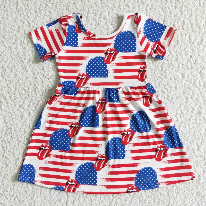 Celebrity Must-have GSD0082 4th Of July Red Stripes Blue Starts Music Band Girls Short Sleeve Dresses Celebrity Must-have GSD0082 4th Of July Red Stripes Blue Starts Music Band Girls Short Sleeve Dresses