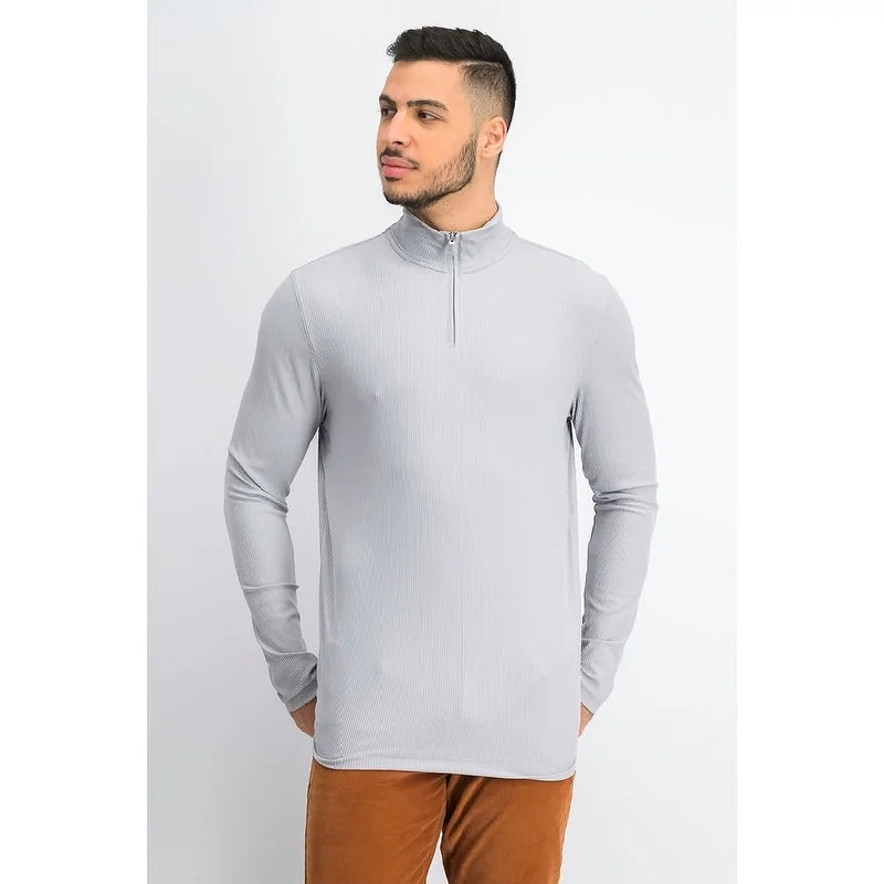 Light And Breathable Alfani Men's Lightweight Ribbed Quarter-Zip Pullover Gray Size XL - X-Large Light And Breathable Alfani Men's Lightweight Ribbed Quarter-Zip Pullover Gray Size XL - X-Large