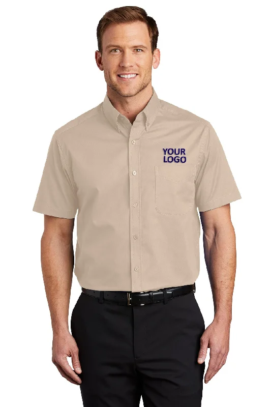 Street Cool Port Authority Tall Short Sleeve Custom Easy Care Shirts, Stone