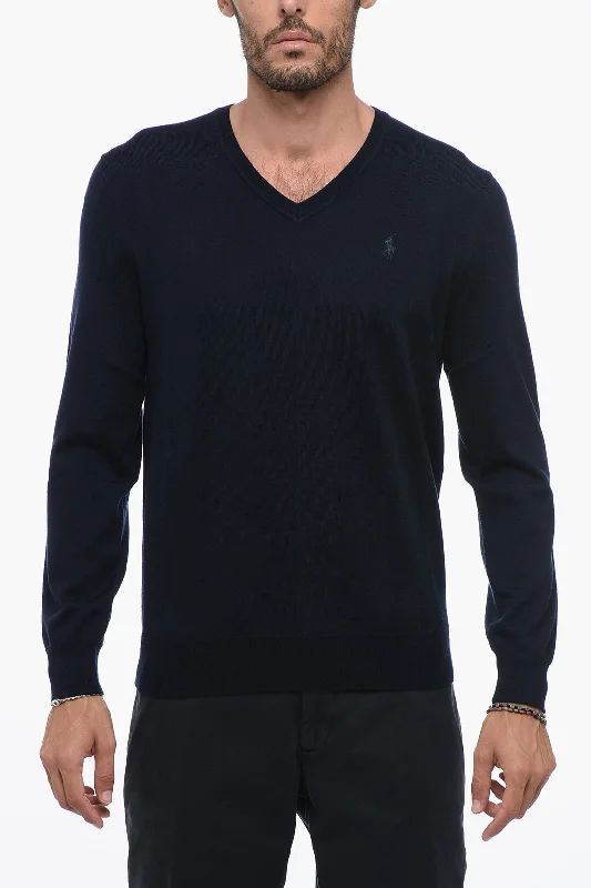 Simple Comfort Polo Ralph Lauren V-Neck Wool Sweater M Standard size