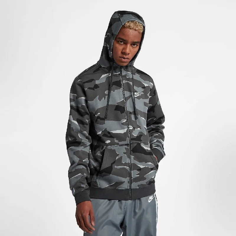 Urban Chic Nike Men's Sportswear Club Fleece Camo Zip Hoodie Gray Size Small