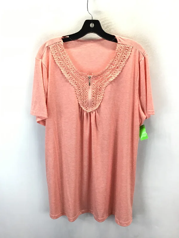 Relaxed Fit Top Short Sleeve Basic By Clothes Mentor In Coral, Size: 2x