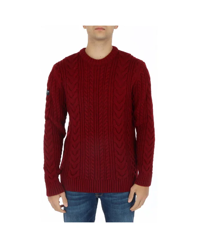Luxury Classic Superdry  Cable Knit Jumper Burgundy