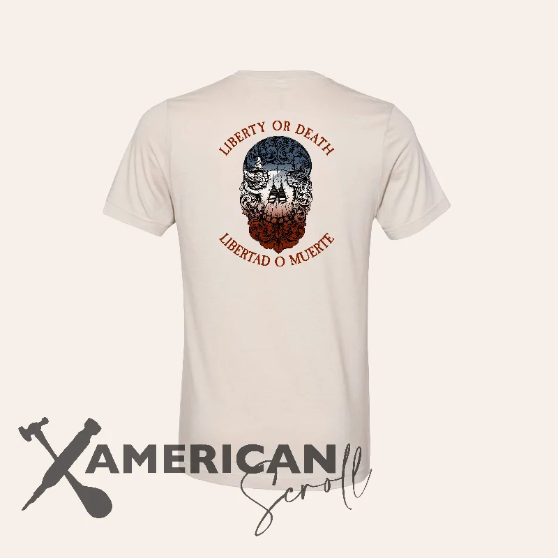 Liberty Or Death Skull - Mens V-Neck Tee