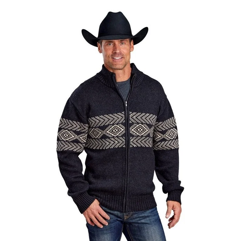 Stetson Western Sweater Mens Aztec Border Gray 11-014-0120-6178 GY