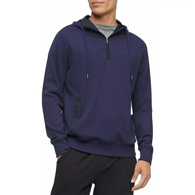 Effortless Outfits Calvin Klein Men's Colorblocked Mix-Media 1/4-Zip Hoodie Blue Size Extra Large Effortless Outfits Calvin Klein Men's Colorblocked Mix-Media 1/4-Zip Hoodie Blue Size Extra Large