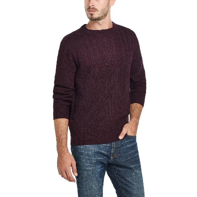 Relaxed Tops Weatherproof Vintage Men's Cable Yolk Sweater Wine Size Medium