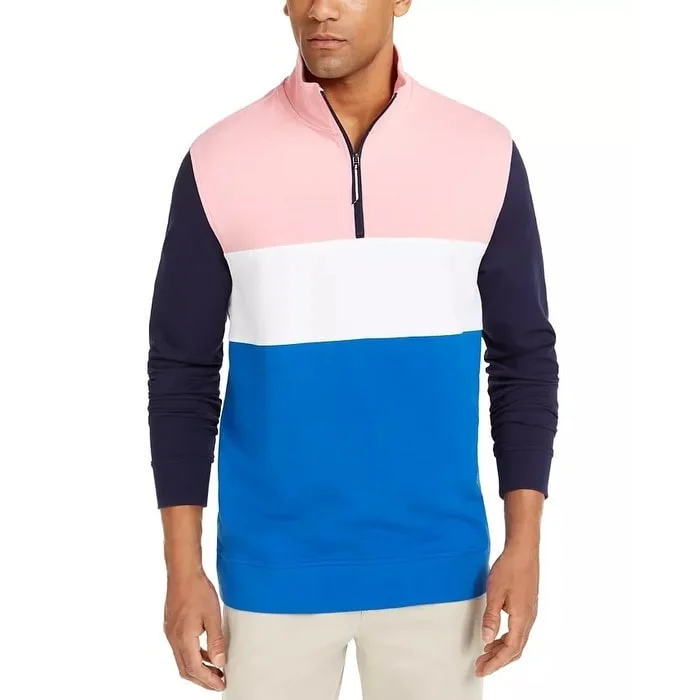 Cozy Layers Club Room Men's Regular Fit 1/4 Zip Sweatshirt Pink Size L - Large