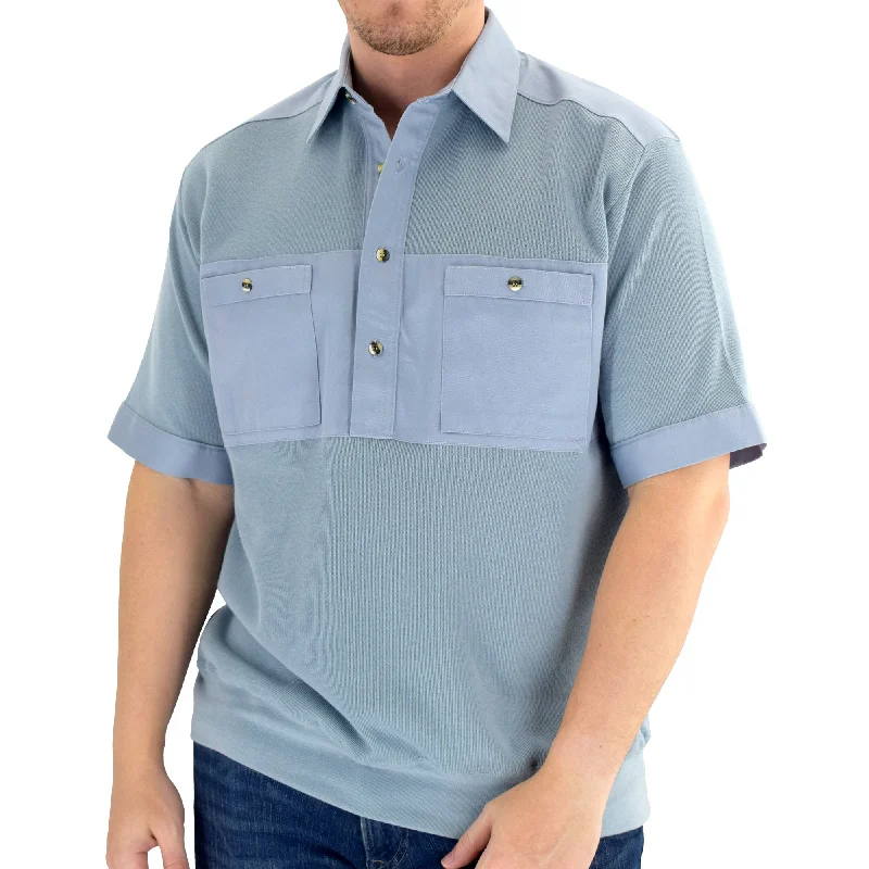 Solid Knit Banded Bottom Shirt with Woven Chest Panel 6041-22N Big and Tall - Chambray