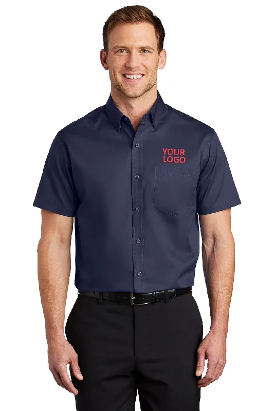 Diamond Series Port Authority Short Sleeve SuperPro Custom Twill Shirts, True Navy