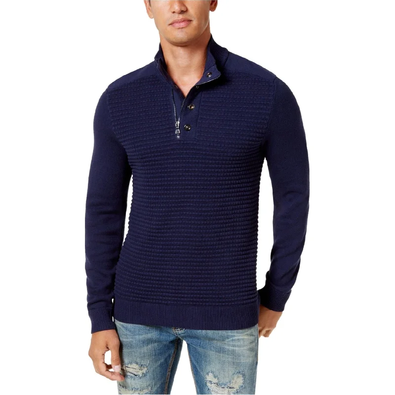 I-N-C Mens Double-Placket Pullover Sweater, Blue, X-Small